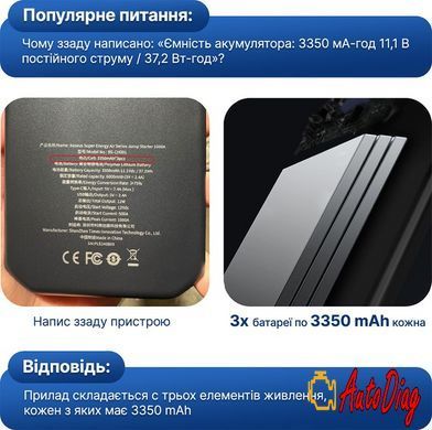 Пуско-зарядний пристрій Baseus Super Energy Air Car Jump Starter 1000A 10 000 mAh Black (BS-CH001)