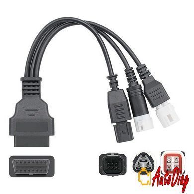 Перехідник YAMAHA 3- 4 pin + honda 6 pin універсальний адаптор 16Pin OBD2 OBDII