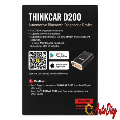Автосканер Thinkcar D200 (Android/IOS, всі системи, 15 сервісних функцій, безстрокові оновлення, тести, CAN FD)