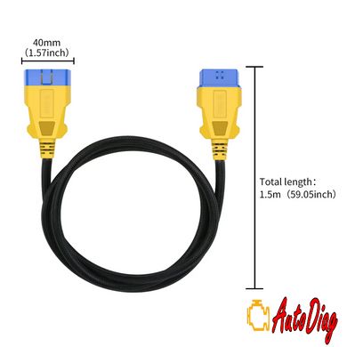 Кабель подовжувач OBD2 AUTOOL 1м з нейлоновою опліткою