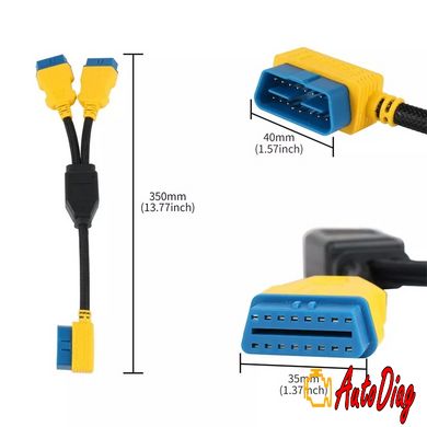 Подовжувач - розгалужувач AUTOOL OBD2 1 до 2 з нейлоновим обплетенням 35см