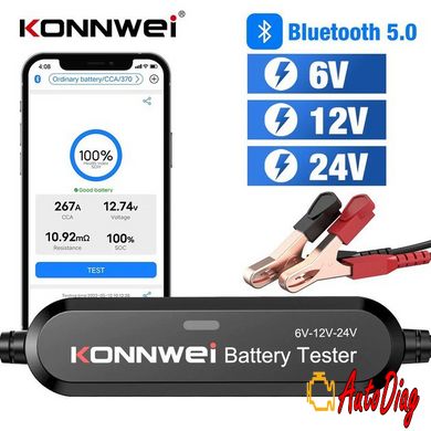 Тестер акумулятора Konnwei BK200 6/12/24В Автомобільний Bluetooth