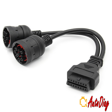 Перехідник Deutsch OBD2 - 6pin + 9pin (JCB/CAT/ALLISON/JOHN DEERE/CUMMINS/МАЗ/ПАЗ/КАМАЗ)